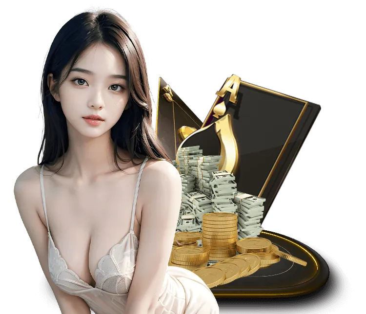Các biểu tượng tiền vàng và người chơi vui vẻ nhận thưởng tại hb888 win